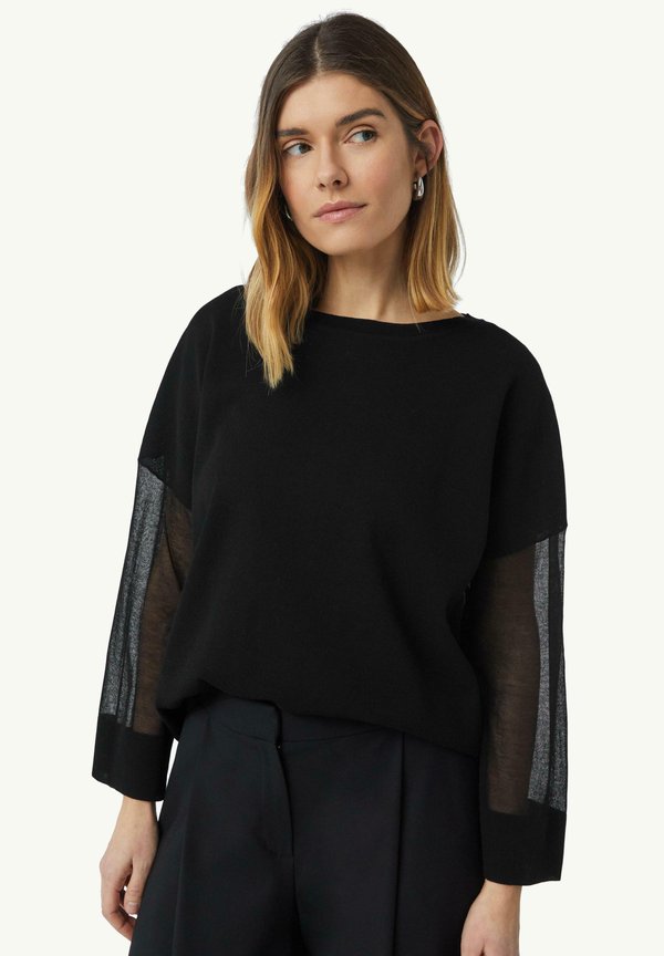 LEICHTER  MIT TRANSPARENTEN ÄRMELN - Strickpullover - schwarz