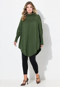 MIAMODA PONCHO-STYLE ZOPFMUSTER ZIPFELSAUM - Strickpullover - dark green
