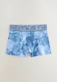 Boxer briefs blu con motivo, caratterizzati da una texture morbida, dotati di una vita elastica grigia con marchio "NEXT" e un design aderente.