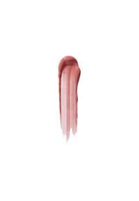 Campione di colore per labbra cremoso in una tonalità di rosa smorzato, con una texture liscia e lucida, una forma leggermente curvata e bordi morbidi e sfumati.