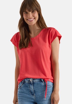 Cecil, DROPPED SHOULDER SHIRT MIT CUT-OUT-DETAIL - T-shirt imprimé - coral