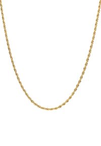 Goldene Drehkettchen-Halskette mit einem geflochtenen Design und glatter Oberfläche, ideal zum Schichten oder für den individuellen Tragekomfort.
