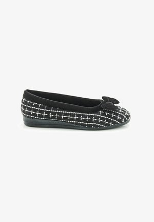 Ballerines noires en tissu checké texturé, à bout rond et avec un accent en nœud. Doublure intérieure douce et semelle basse et flexible.