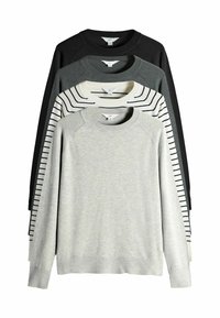 REGULAR FIT - 4 PACK CREW NECK - Stickad tröja - black charcoal grey black cream stripe
