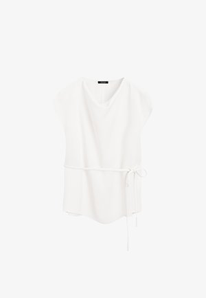 Massimo Dutti CREPE COWL NECK - Linne - white