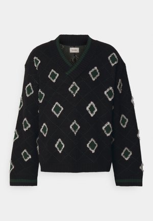 Holzweiler PALOMAR ARGYLE V-NECK UNISEX - Jersey de punto - black mix
