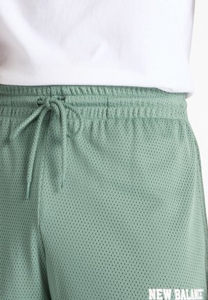 Lichtgroene mesh shorts met een elastische tailleband en een trekkoord. Voorzien van kleine perforaties voor ademend vermogen en een witte logodetail.