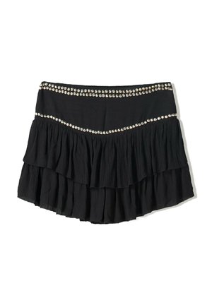 Bershka STUDDED RUFFLED - Jupe trapèze - black