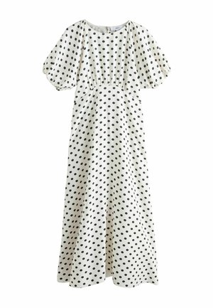 REGULAR FIT - PUFF SLEEVE MIDI  - Robe de jour - ecru   black polka dot