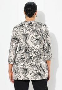 Ulla Popken FLORAL 3/4 SPLIT NECK - Langarmshirt - gray beige