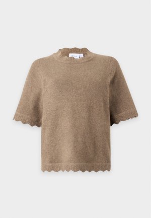 VILA, VINIKOLINA O NECK - T-shirt basique - light brown