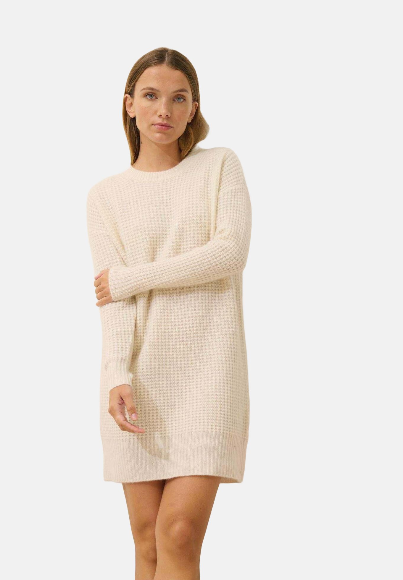 Just Cashmere ELENA ROUND NECK - Jumper dress - snow/off-white - Zalando Just Cashmere ELENA ROUND NECK - Jumper dress - snow/off-white - Zalando