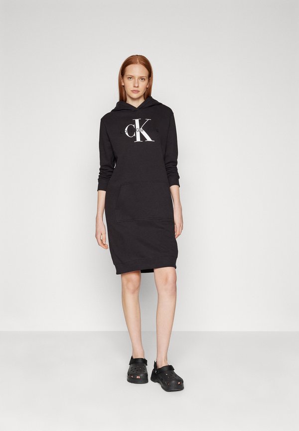 HOODIE DRESS GLOSSY MONOLOGO CENTER CHEST - Day dress2
