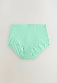 Mutande alta in vita di color verde menta, realizzate in tessuto liscio, con una morbida vita elastica decorata con ripetute scritte "NEXT".