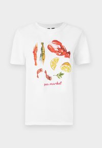 PCMOLLY O NECK TEE - Majica kratkih rukava s printom - bright white