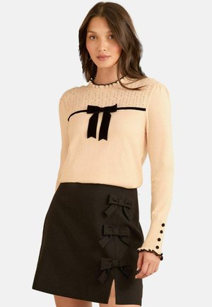 REGULAR FIT CREW NECK BOW - Trui - cream velvet bow
