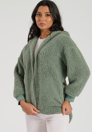 BORG HOODED BUTTON  - Winter jacket - green