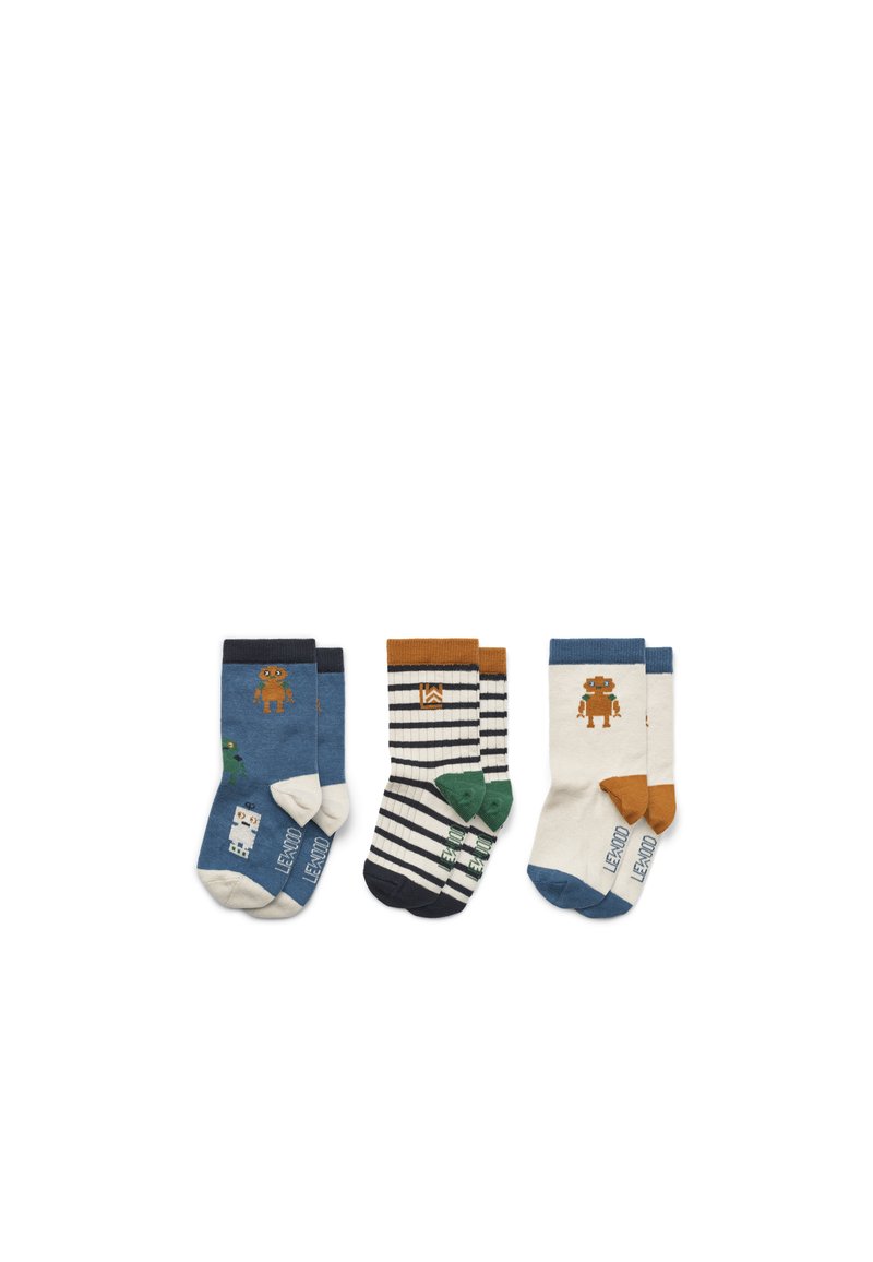 Liewood SILAS UNISEX 3 PACK  - Sokker - robots / indigo blue