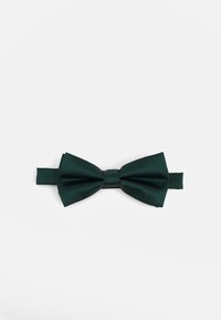 Green satin bow tie with a textured finish, featuring a center knot and adjustable strap for secure fit.