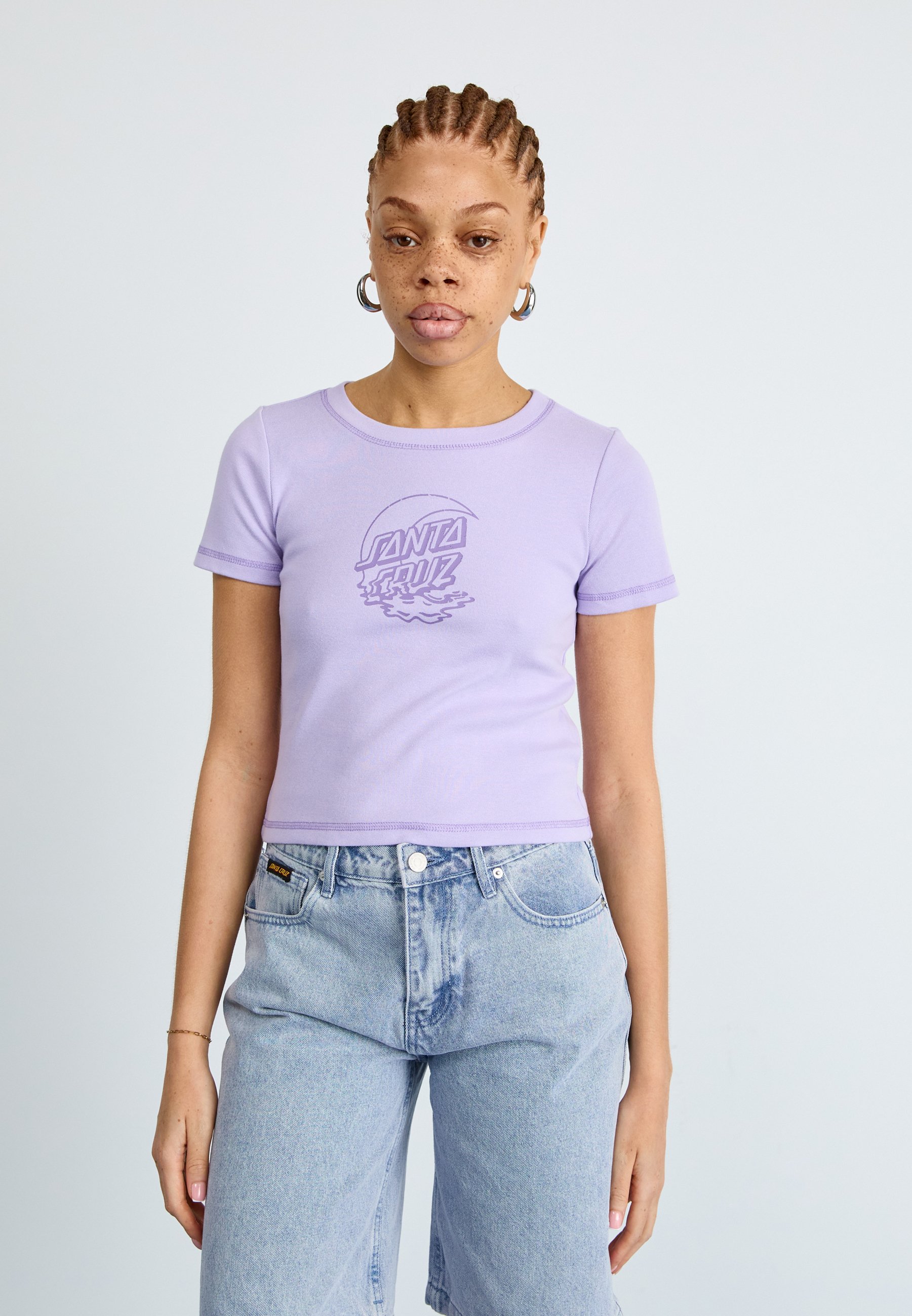 売れ筋商品|||サンタクルーズ Tシャツ レディース トップス MOON REFLECTION FRONT - Print T-shirt - lavender Moon Dot Reflection | Women's Skate T-Shirts | Santa Cruz
