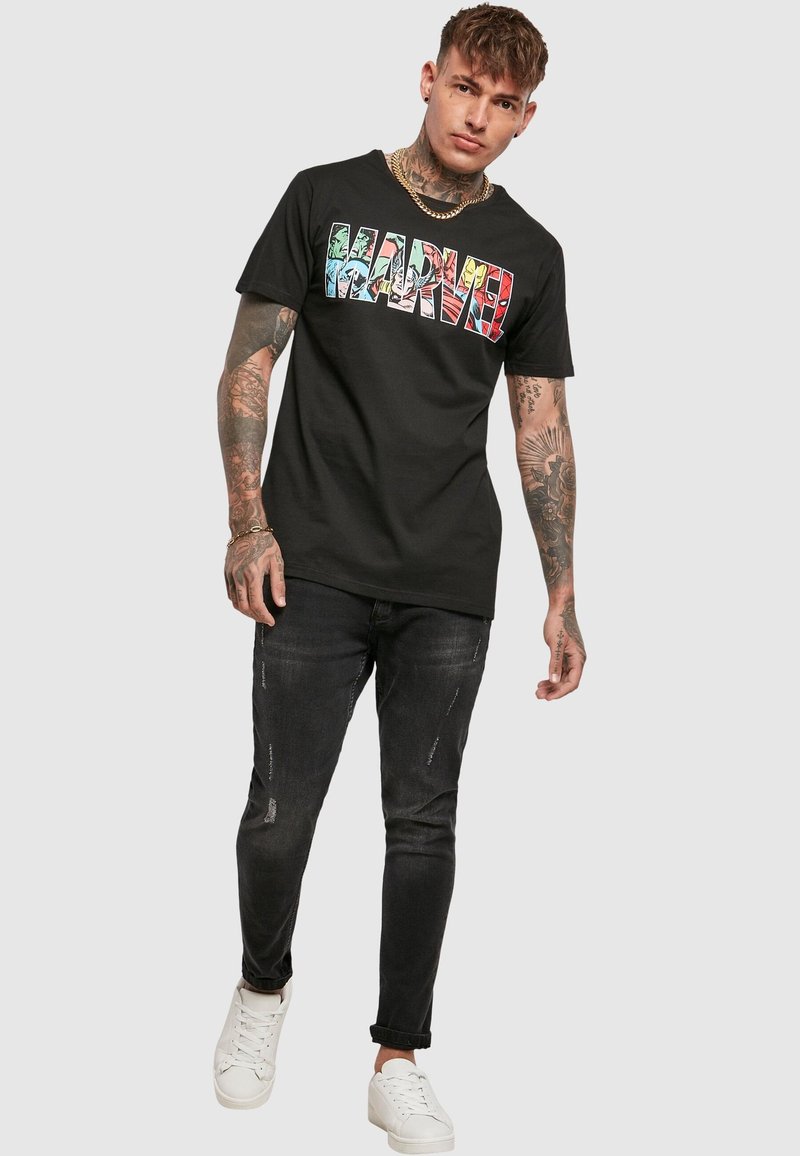 T-Shirt Uomo Marvel Character Logo – Maglia Nera Regular Fit – Merch Ufficiale - 2