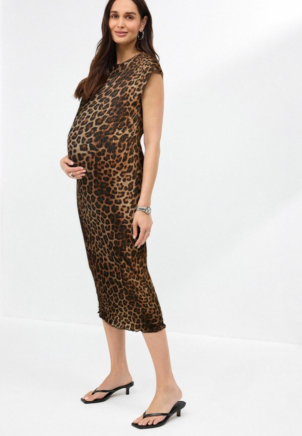 MATERNITY SHORT SLEEVE TEXTURED COLUMN - Freizeitkleid - animal print