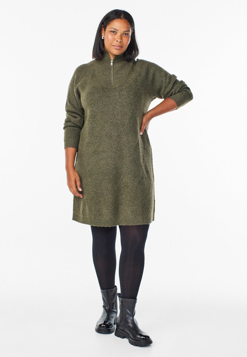 Zizzi MIT HOHEM KRAGEN - Jumper dress - sea turtle melange/mottled green -  Zalando.ie