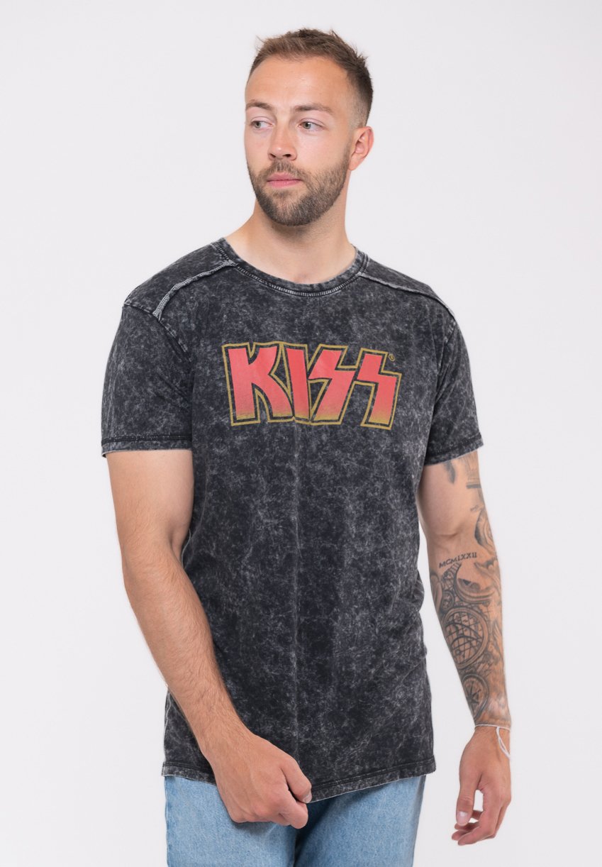 KISS Hoodie - Classic Band Logo Pullover In Charcoal Grey, Official Merch