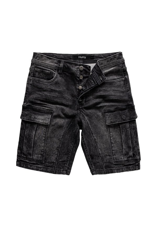 MIT STRETCHBUND UND KNOPFLEISTE - Jeans Shorts - schwarz