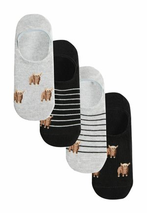 HAMISH THE HIGHLAND COW STRIPE INVISIBLE  4 PACK - Füßlinge - black white