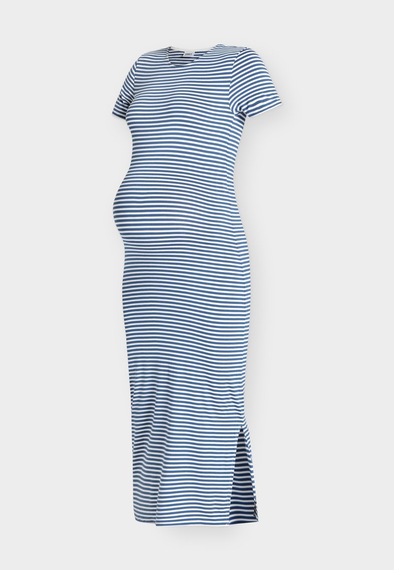 ONLY MATERNITY OLMMALENE - Jersey dress - cloud dancer stripes:blue/off- white - Zalando.ie