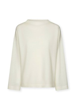 Effen lange mouw witte crewneck trui met een losse pasvorm en rechte zoom.