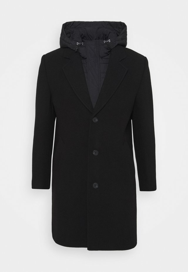 COAT WITH HOOD DETACHABLE - Mantel - black