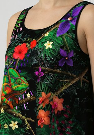 Ulla Popken, CHAMELEON PRINT SLEEVELESS A-LINE DRESS - Jurk - black