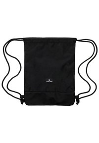 Zaino nero con coulisse con cordini sottili e piccola toppa rettangolare con il logo Johnny Urban al centro in basso.