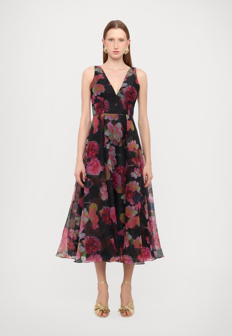 ML Monique Lhuillier GISELLE SLEEVELESS MIDI DRESS - Occasion wear -  black/multi-coloured - Zalando