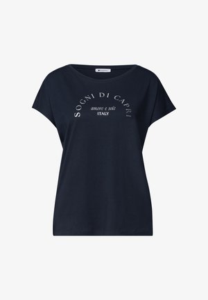 Street One, DROP-SHOULDER SHIRT WITH ROUND NECK - T-shirts print - deep blue