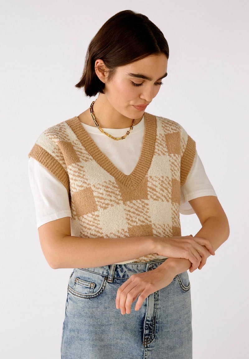 Damen Strickjacken | Oui Strickpullover white camel/camel - EH85742 Damen Strickjacken | Oui Strickpullover white camel/camel - EH85742
