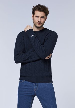 MIT ZOPFMUSTER - Jumper - total eclipse melange