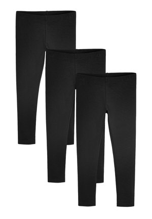 Tri para črnih trdnih legic polne dolžine, zloženi vzporedno, z vidnimi elastičnimi pasovi.