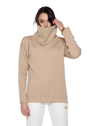 LEONE 1947, WOMAN BONDED HIGH COLLAR RELAXED - Pullover - sand
