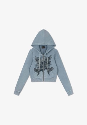 Ed Hardy, WOMENS STAY TRUE FITTED CROPPED WASHED ZIP THRU HOODIE - Sweatjacke - blue