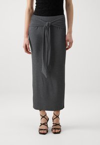 ONLY - ONLAMERA BOW SKIRT - Kynähame - black melange Pienoiskuva 1