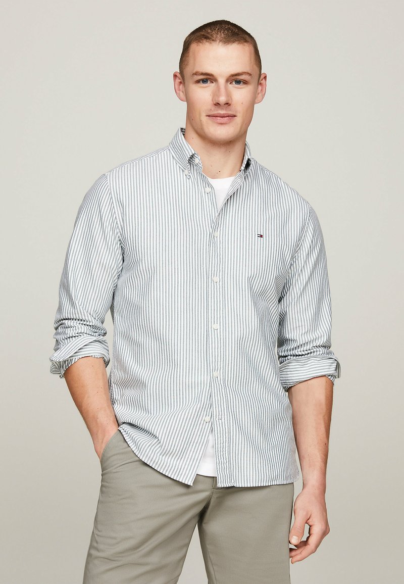 Tommy Hilfiger HERITAGE STRIPE SHIRT - Camicia - ornamental green optic white