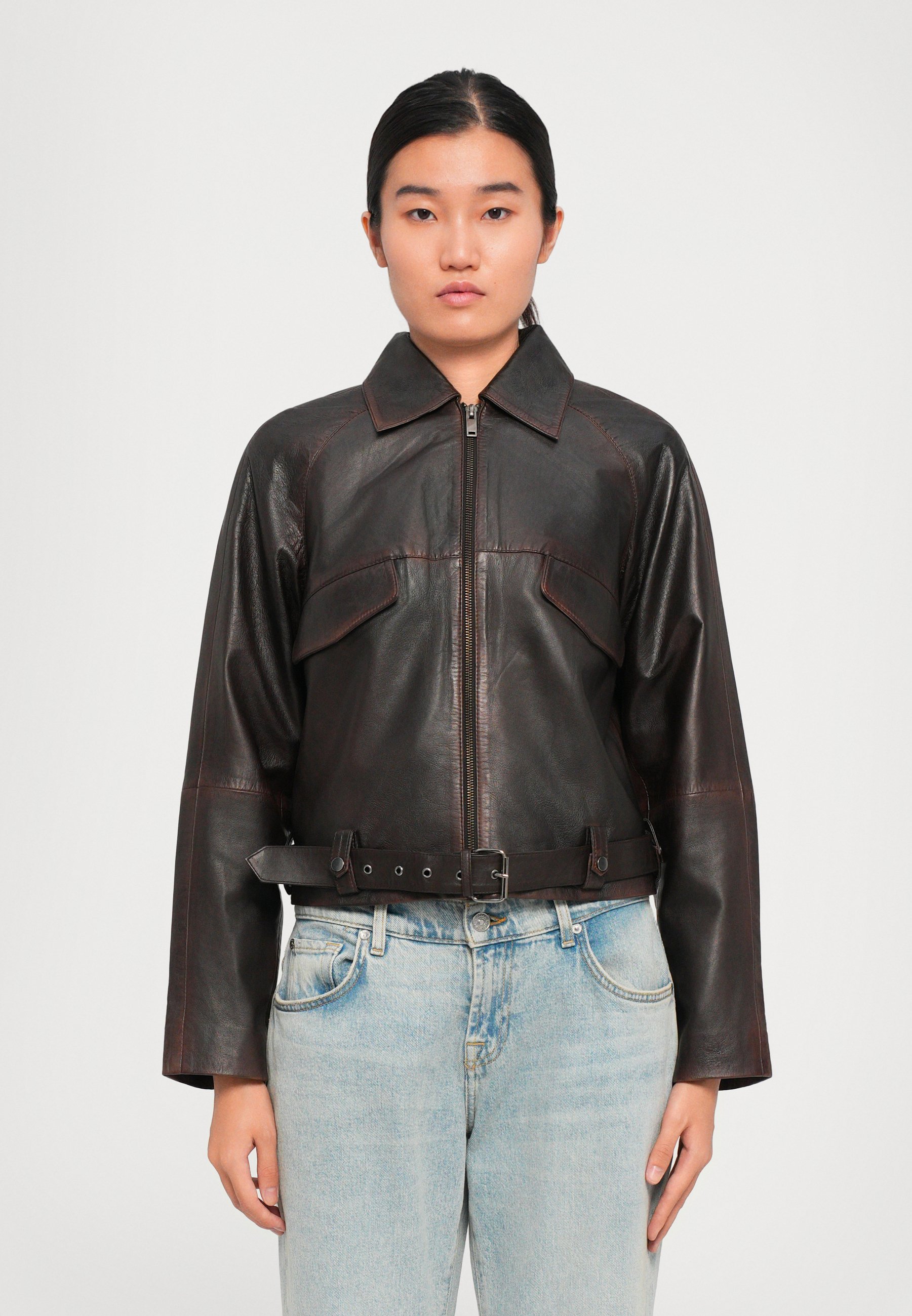 STUDIO ID CROPPED VINTAGE NAPPA JACKET - Leather jacket - nappa