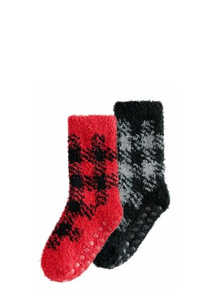 COSY 2 PACK - Socks - red/grey checkerboard