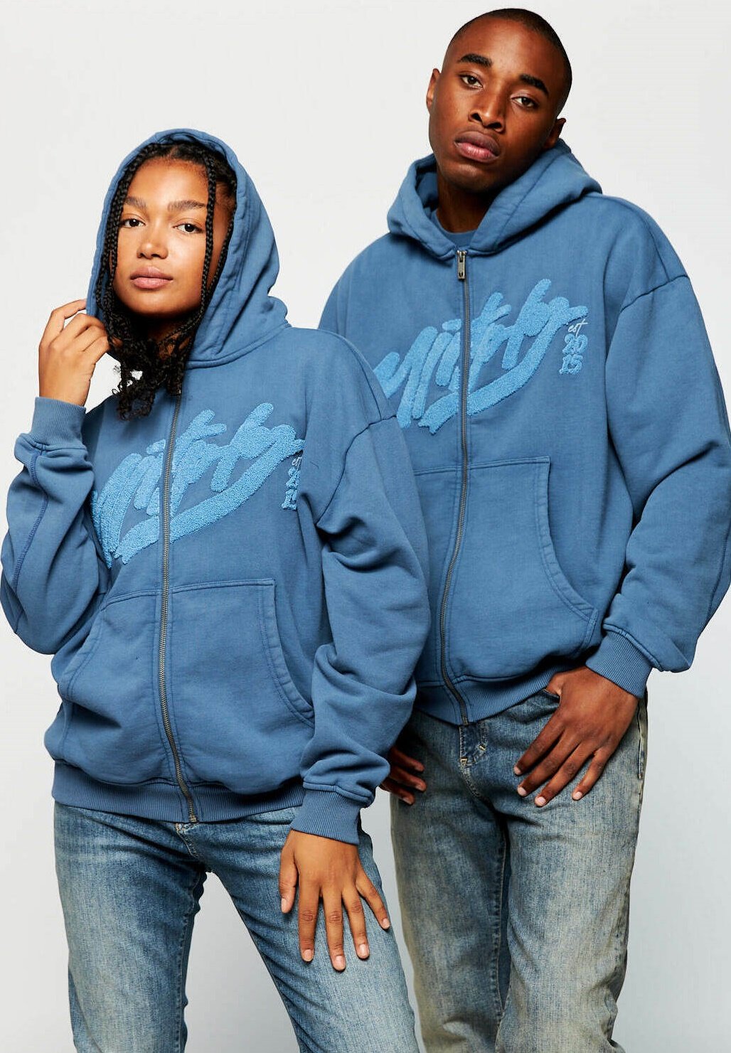 Multiply Apparel Sweatjacke - dark denim strike washed/blau