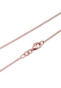 Rose guld kædetrøje med et delikat, vævet design og en krabbeklampe, markeret med "925" for ægthed af sølvindhold.