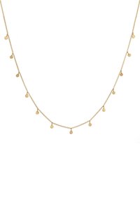 Collier en chaîne dorée avec un design délicat, présentant des charms ronds texturés espacés uniformément le long de la chaîne, créant un accent subtil.