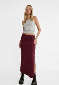 Stradivarius FOLD OVER WAIST - Maxikjol - bordeaux